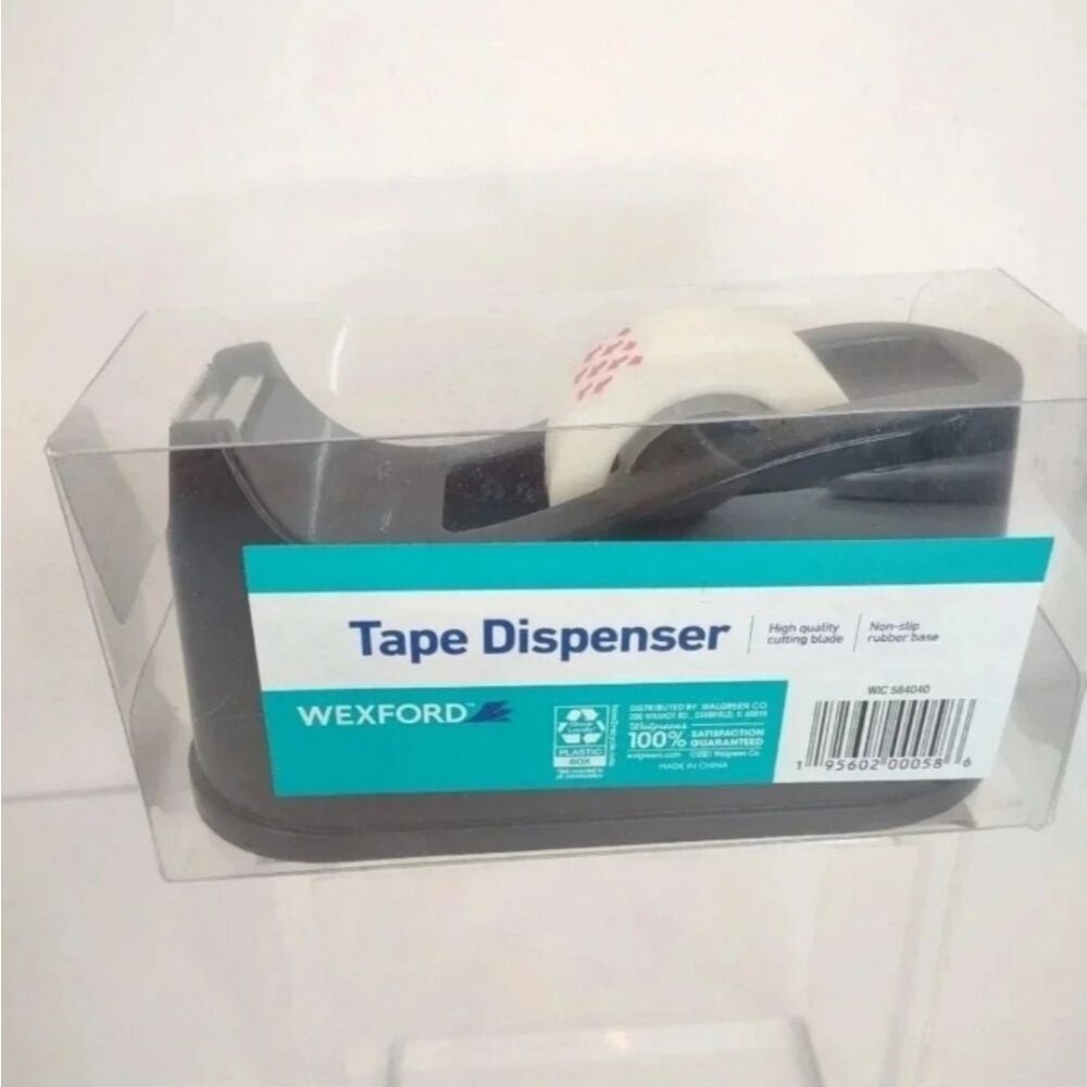 Wexford Desktop Desk Tape Dispenser Black NWT